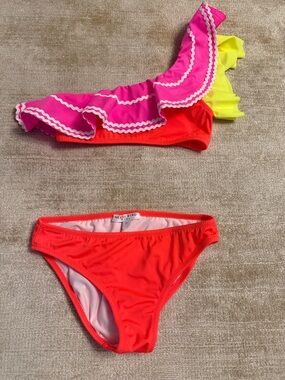 Nessi Byrd kids (size 8) Bright Ruffle Bikini